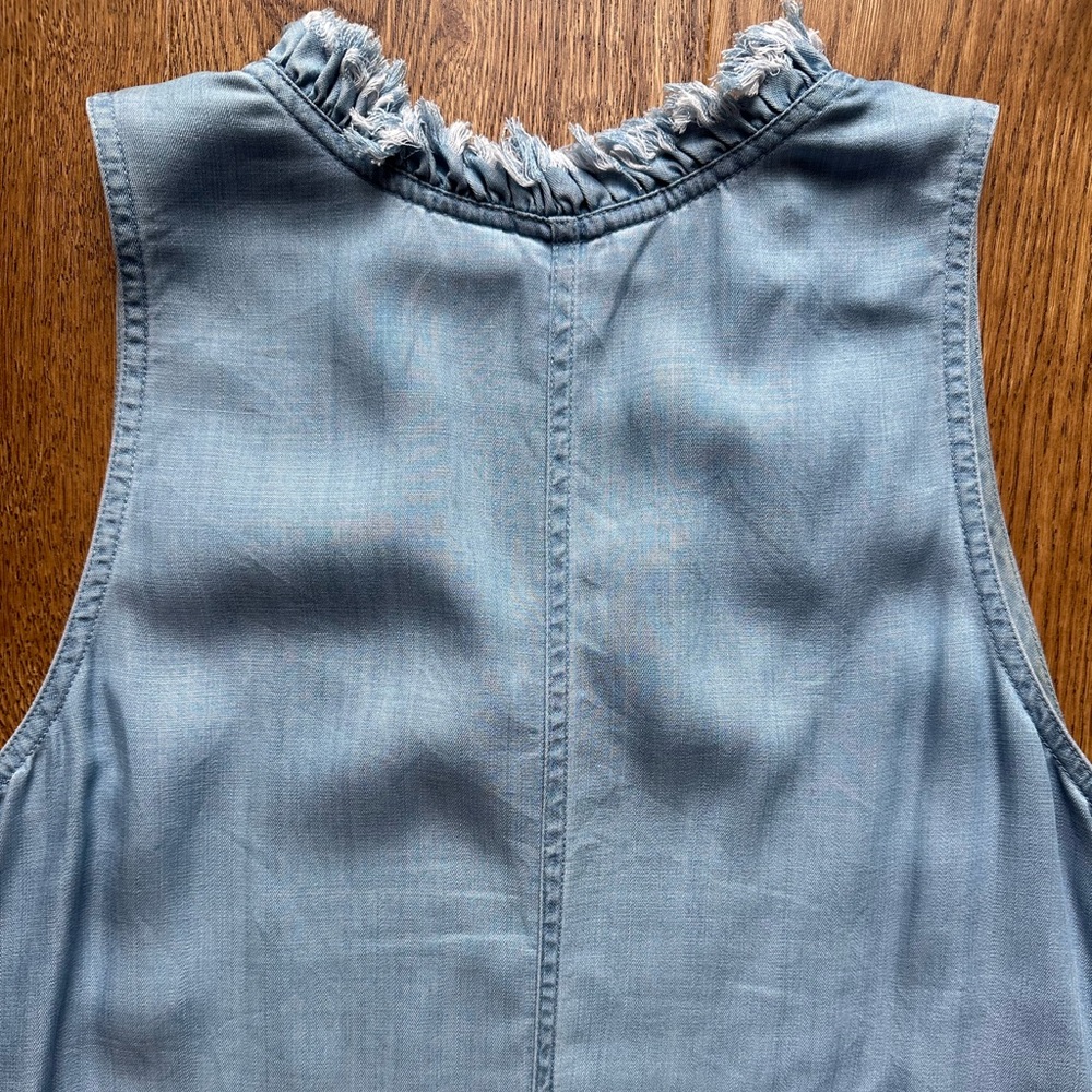 Tommy Bahama Chambray Ruffle Shift Dress, Light Blue, Medium - Picture 6 of 9